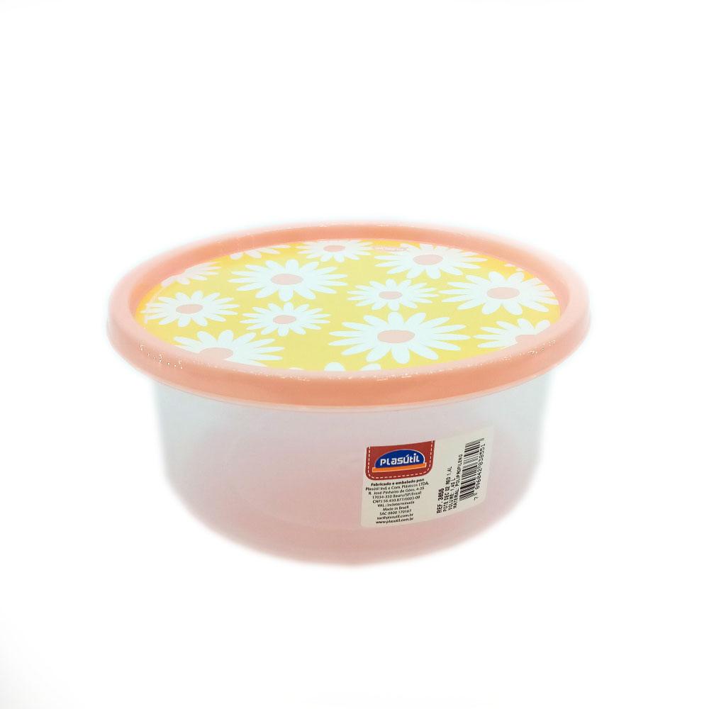 Pote Plástico Redondo Clic Decorado 1,4L - 3855 - Plasutil